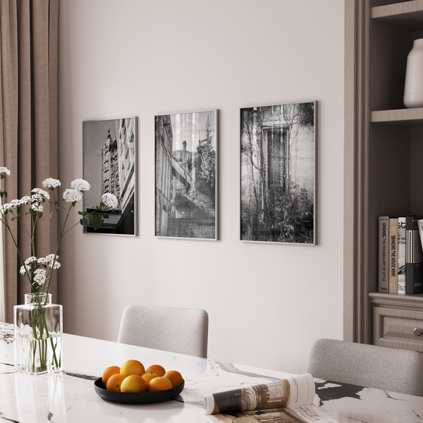 Architecture Wall Art Set - Five Framed Prints Black and White