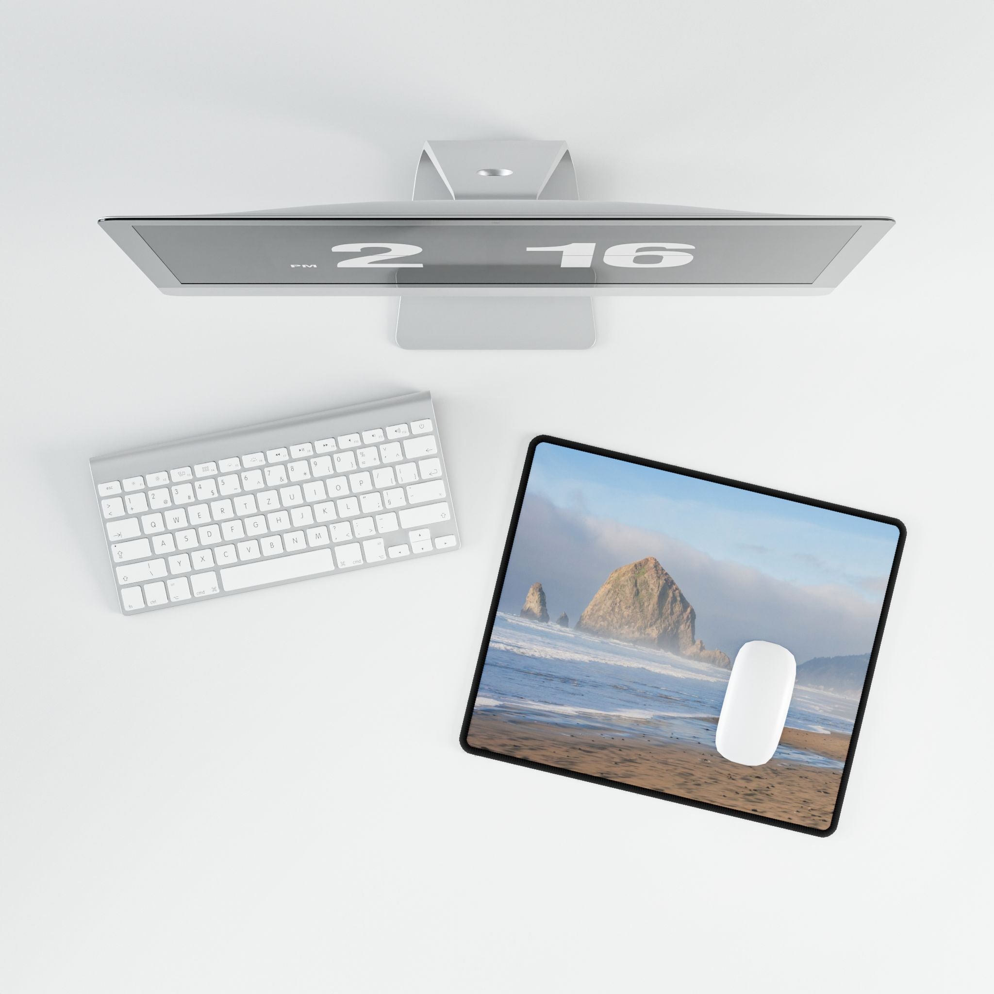 Pacific Beach Desk Mat — Coastal Haystack Rock Scenic Mouse Pad