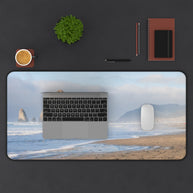 Haystack Rock Desk Mat - Oregon Coast Cannon Beach Mouse Pad - Extended Nature Keyboard Mat - Coastal Scenic Workspace Decor