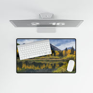 Autumn Mountain Lake Desk Mat — Large Scenic Office Mouse Pad