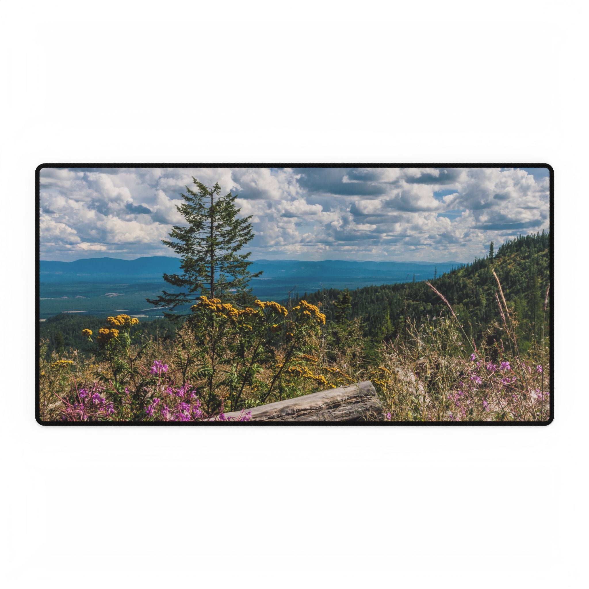 Mountaintop Wildflowers Desk Mat — Scenic Landscape Mouse Pad for Office & Home