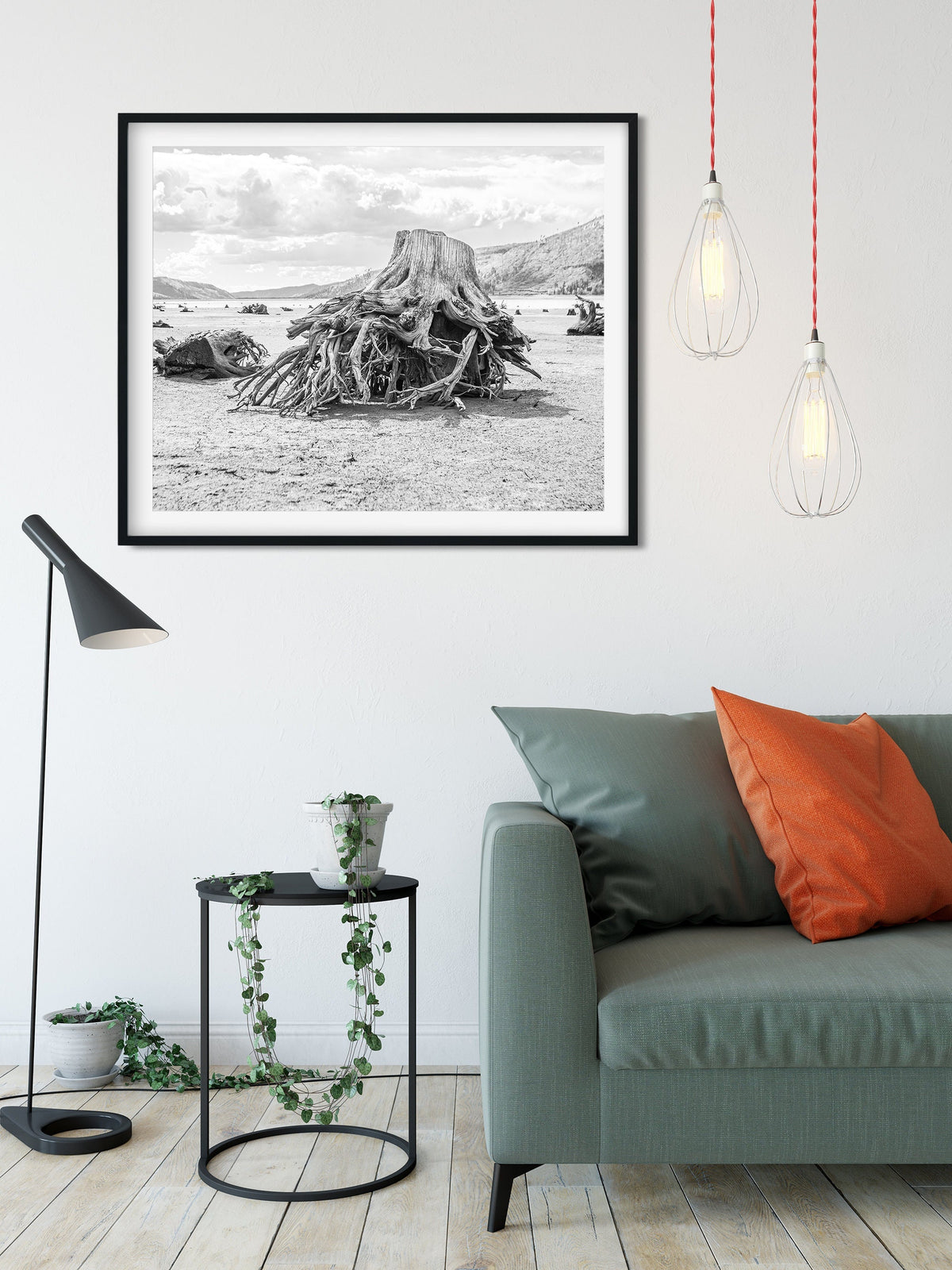 Sun Bleached Tree Roots Photo Print, Black and White Nature Photography, Lake Life