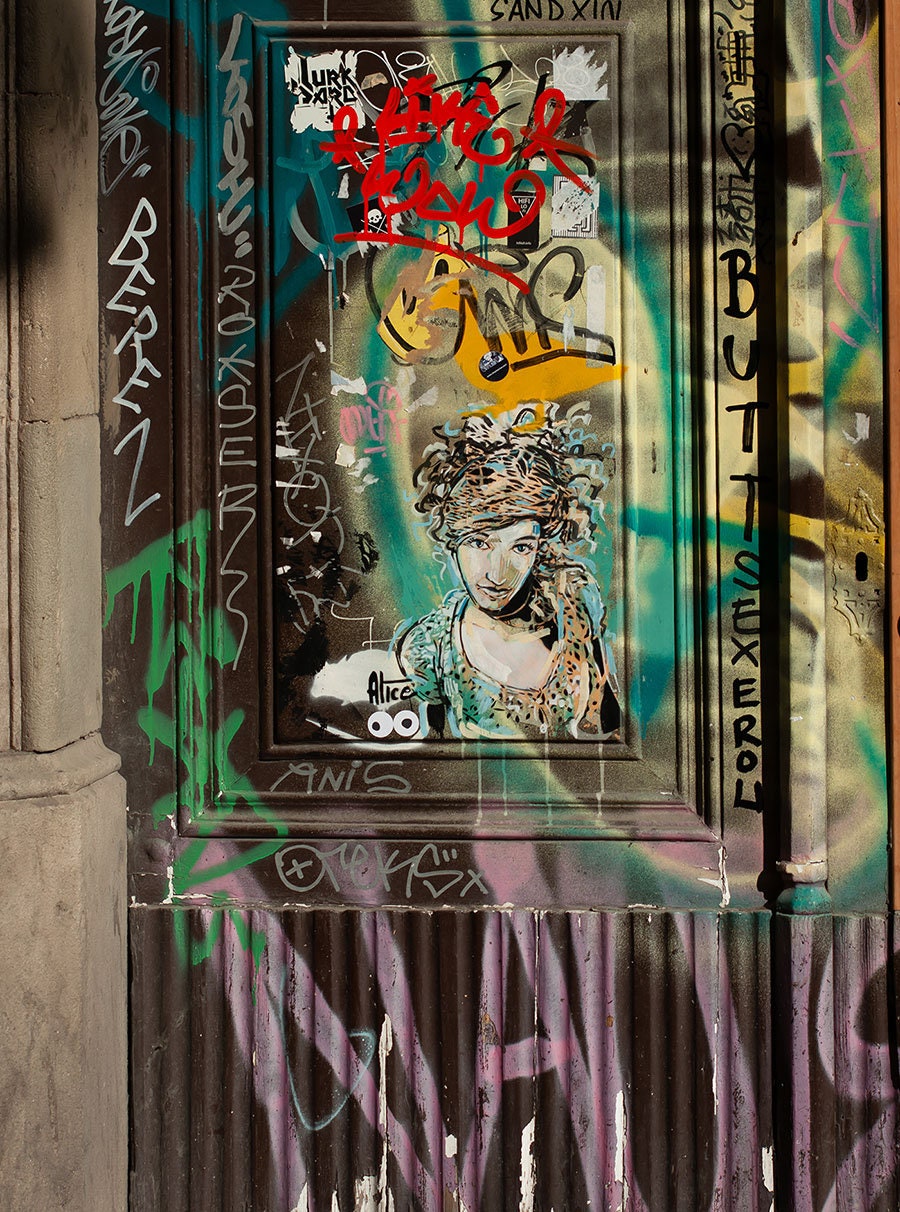 Barcelona Street Art, Graffiti Wall Art Print, Woman, Colorful Urban Decor