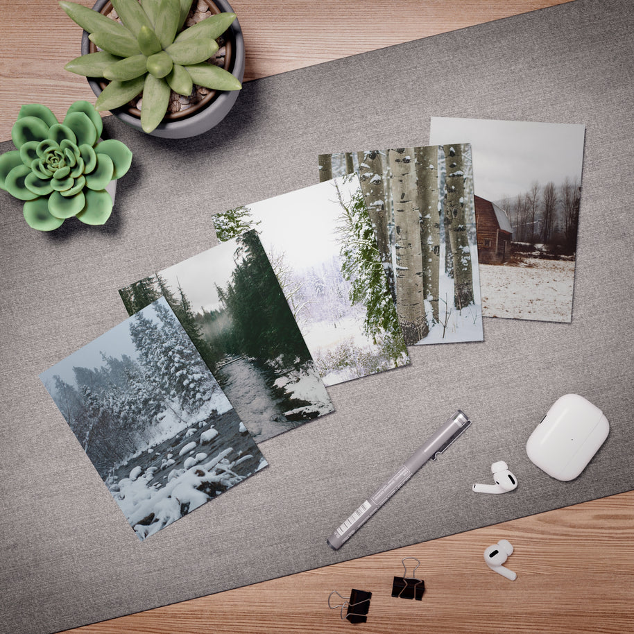 Winter Woodland Greeting Cards (5-Pack) Blank Inside - Personalize