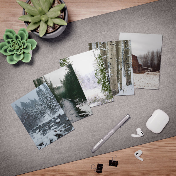 Winter Woodland Greeting Cards (5-Pack) Blank Inside - Personalize