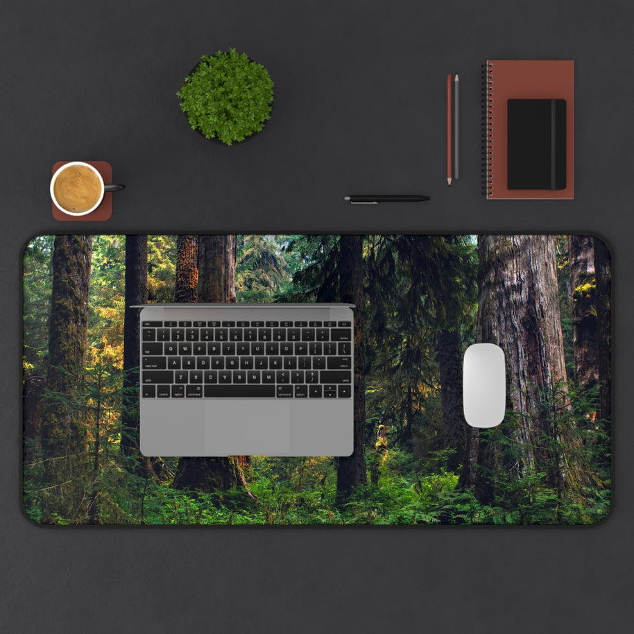 Old Growth Forest Desk Mat - Lush Woods Gaming Mouse Pad - Extended Nature Keyboard Mat - Scenic Redwood Workspace Decor