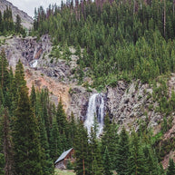 Colorado Cabin and Waterfall Photo Print,  Rustic Mountain Photography