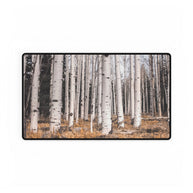 Birch Forest Desk Mat — Rustic Woodland Mousepad & Desk Protector