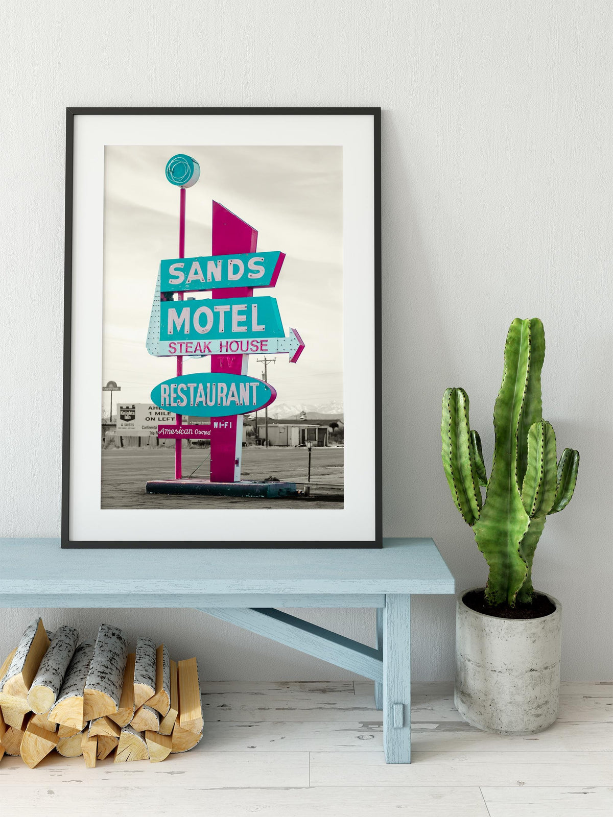 Pop Art Sands Motel Sign Print, Retro Texas Roadside Attraction Photography