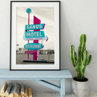 Pop Art Sands Motel Sign Print, Retro Texas Roadside Attraction Photography