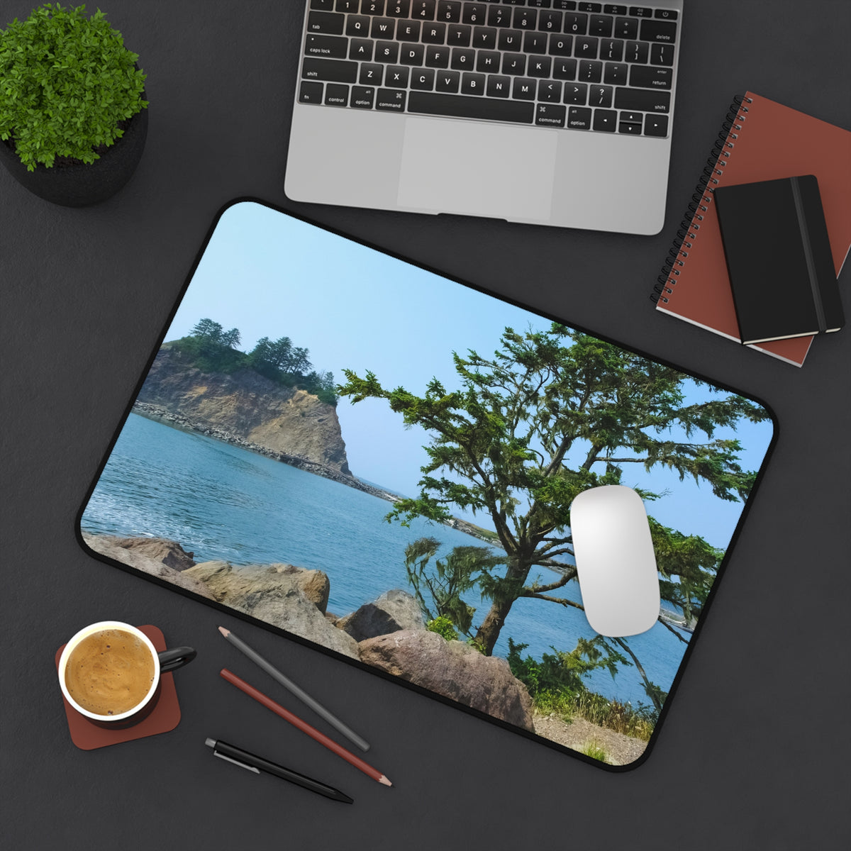 LaPush Washington Coastal Desk Mat - Pacific Northwest Ocean Mouse Pad - Extended Nature Keyboard Mat - Scenic Beach Workspace Decor