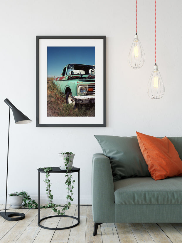 Rustic Green Truck Photography Print, Southern Utah Ghost Town