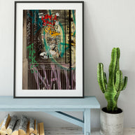 Barcelona Street Art, Graffiti Wall Art Print, Woman, Colorful Urban Decor