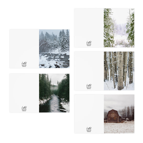 Winter Woodland Greeting Cards (5-Pack) Blank Inside - Personalize