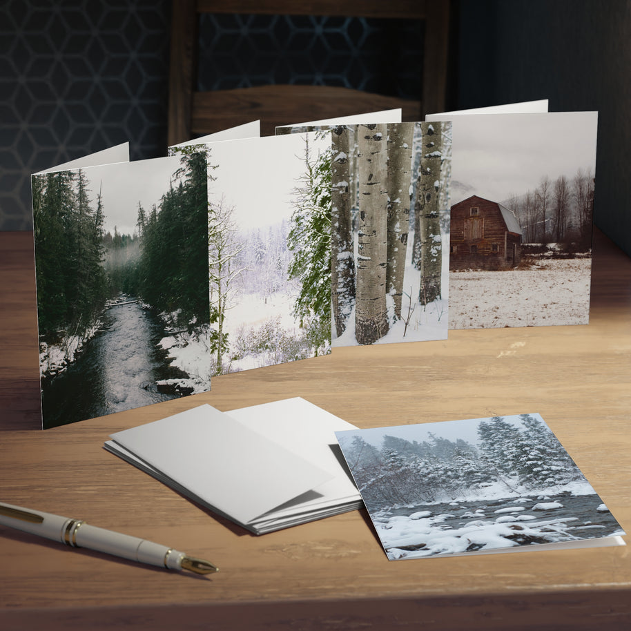 Winter Woodland Greeting Cards (5-Pack) Blank Inside - Personalize