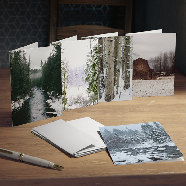Winter Woodland Greeting Cards (5-Pack) Blank Inside - Personalize