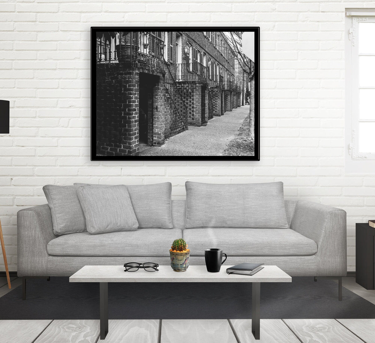 Savannah Georgia Street Photography, Black and White Row House Print