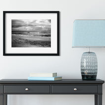 Tybee Island Seascape Photograph, Georgia Coast, Black and White Fine Art Print