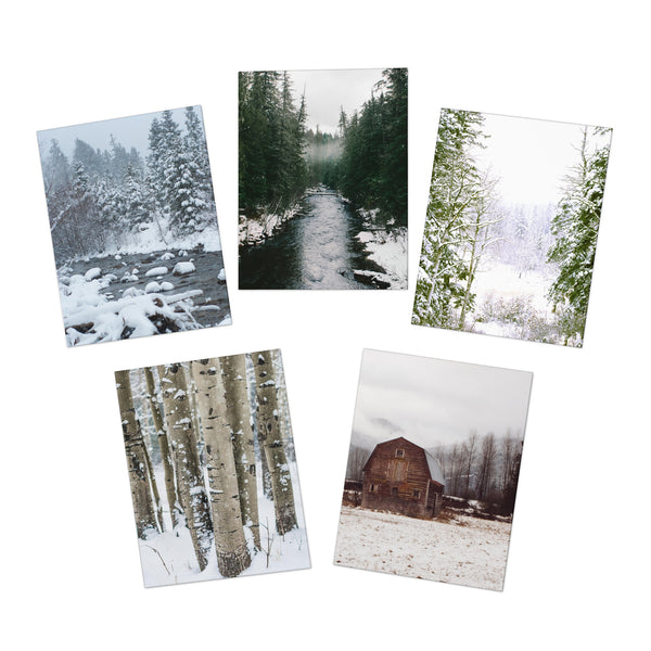 Winter Woodland Greeting Cards (5-Pack) Blank Inside - Personalize