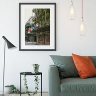 French Quarter Flags, New Orleans Photography, Lush Balconies, Hostel, Nola Travel Photo Print