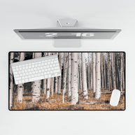 Birch Forest Desk Mat — Rustic Woodland Mousepad & Desk Protector