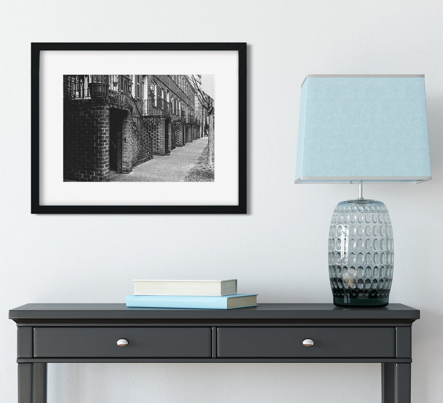 Savannah Georgia Street Photography, Black and White Row House Print