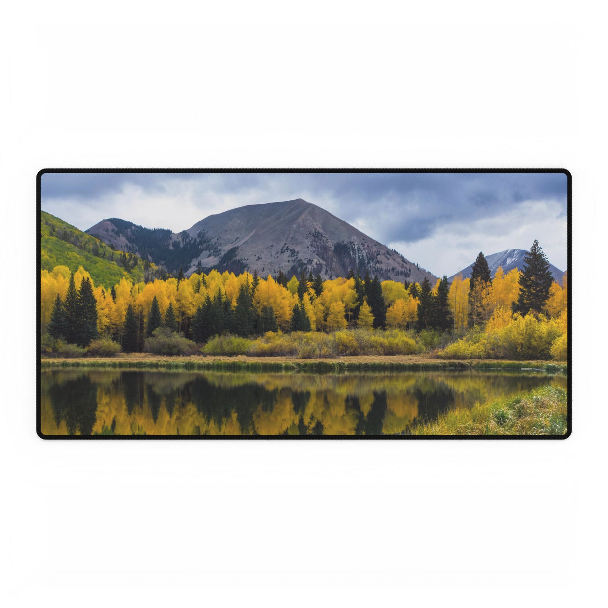 Autumn Mountain Lake Desk Mat — Large Scenic Office Mouse Pad