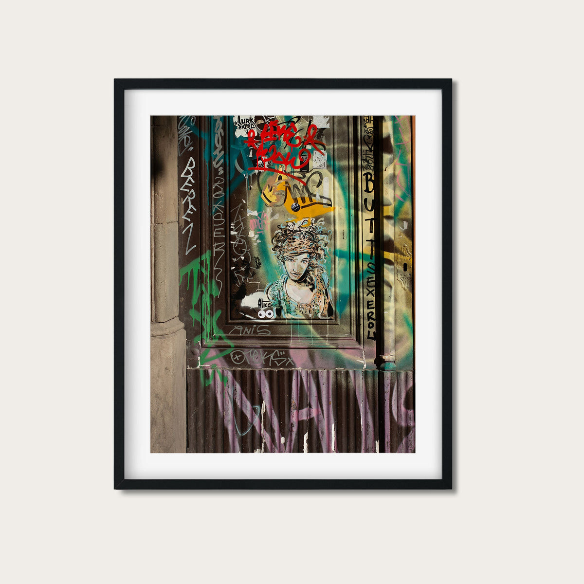 Barcelona Street Art, Graffiti Wall Art Print, Woman, Colorful Urban Decor