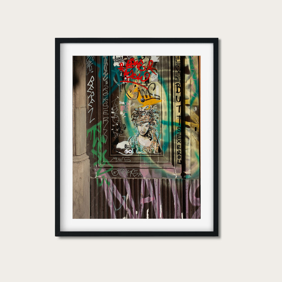 Barcelona Street Art, Graffiti Wall Art Print, Woman, Colorful Urban Decor