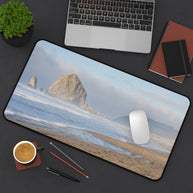 Haystack Rock Desk Mat - Oregon Coast Cannon Beach Mouse Pad - Extended Nature Keyboard Mat - Coastal Scenic Workspace Decor