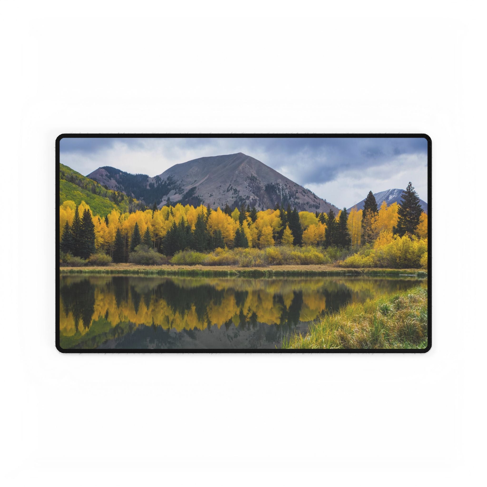 Autumn Mountain Lake Desk Mat — Large Scenic Office Mouse Pad