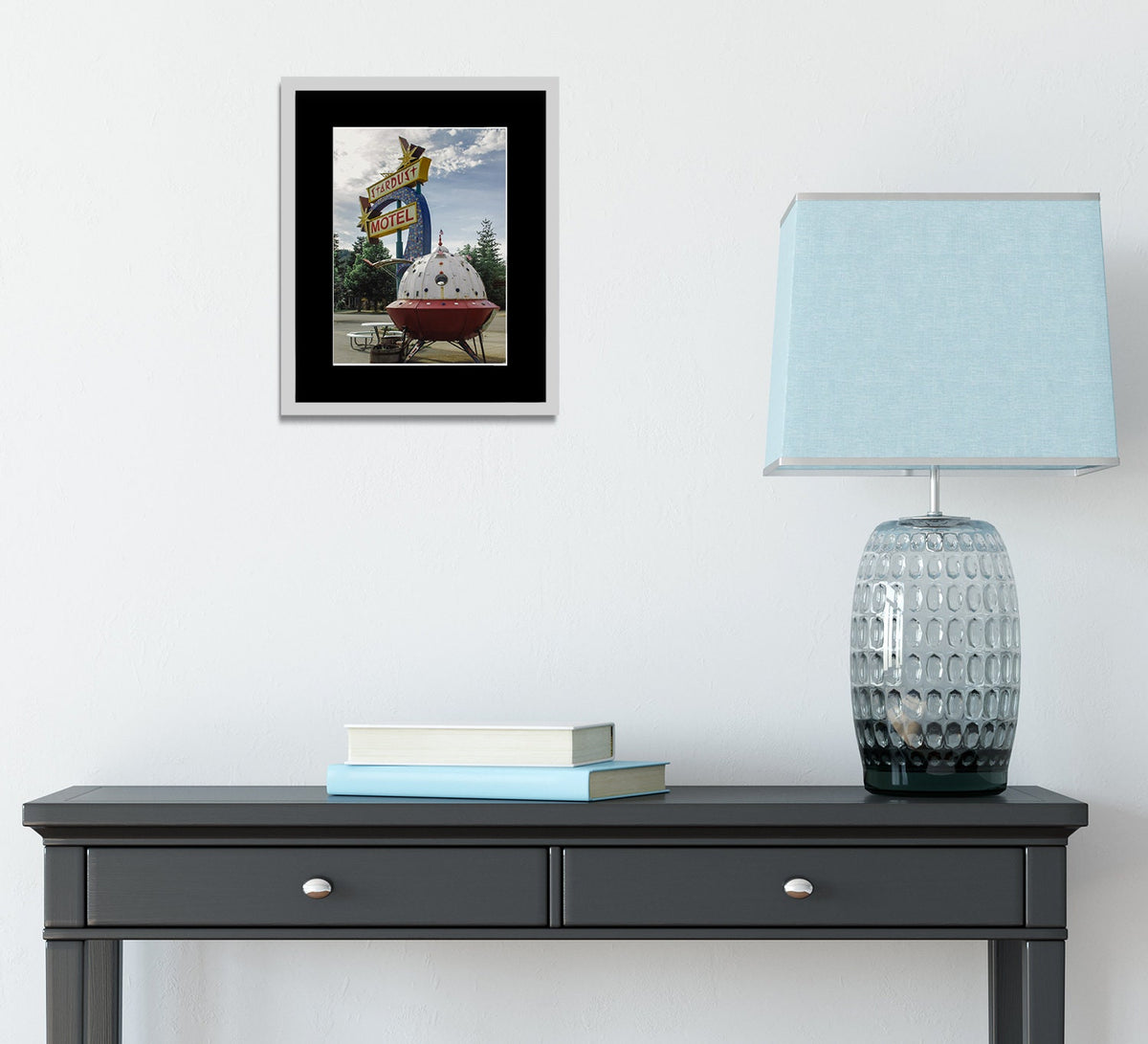 Stardust Motel Art Print, Retro Spaceship, Wallace Idaho