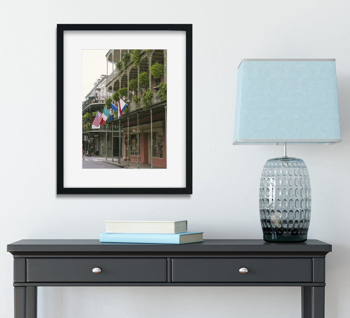 French Quarter Flags, New Orleans Photography, Lush Balconies, Hostel, Nola Travel Photo Print