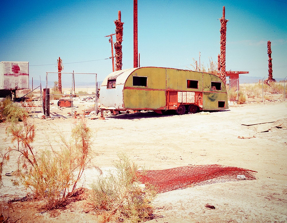 Retro Trailer Art Print, Salton Sea Photography, California Desert