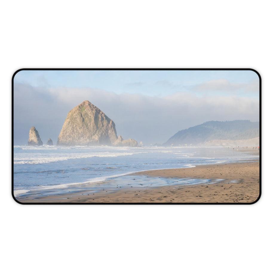 Haystack Rock Desk Mat - Oregon Coast Cannon Beach Mouse Pad - Extended Nature Keyboard Mat - Coastal Scenic Workspace Decor