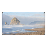 Haystack Rock Desk Mat - Oregon Coast Cannon Beach Mouse Pad - Extended Nature Keyboard Mat - Coastal Scenic Workspace Decor