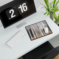 Birch Forest Desk Mat — Rustic Woodland Mousepad & Desk Protector
