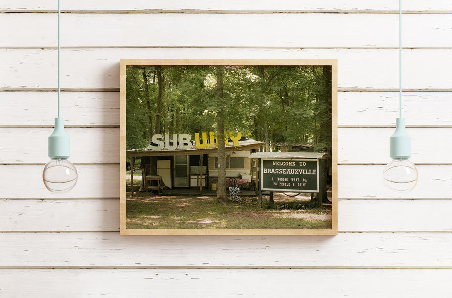 Louisiana Photography Print, Brasseauxville Sign, Cajun Decor