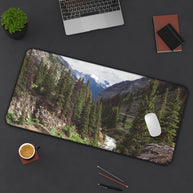 Mountain Canyon Desk Mat, Rushing River Pine Forest Gaming Mouse Pad, Desk mat for standing desk