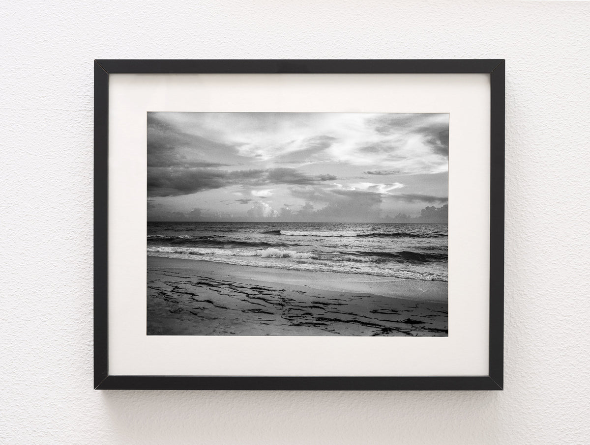Tybee Island Seascape Photograph, Georgia Coast, Black and White Fine Art Print