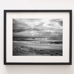Tybee Island Seascape Photograph, Georgia Coast, Black and White Fine Art Print