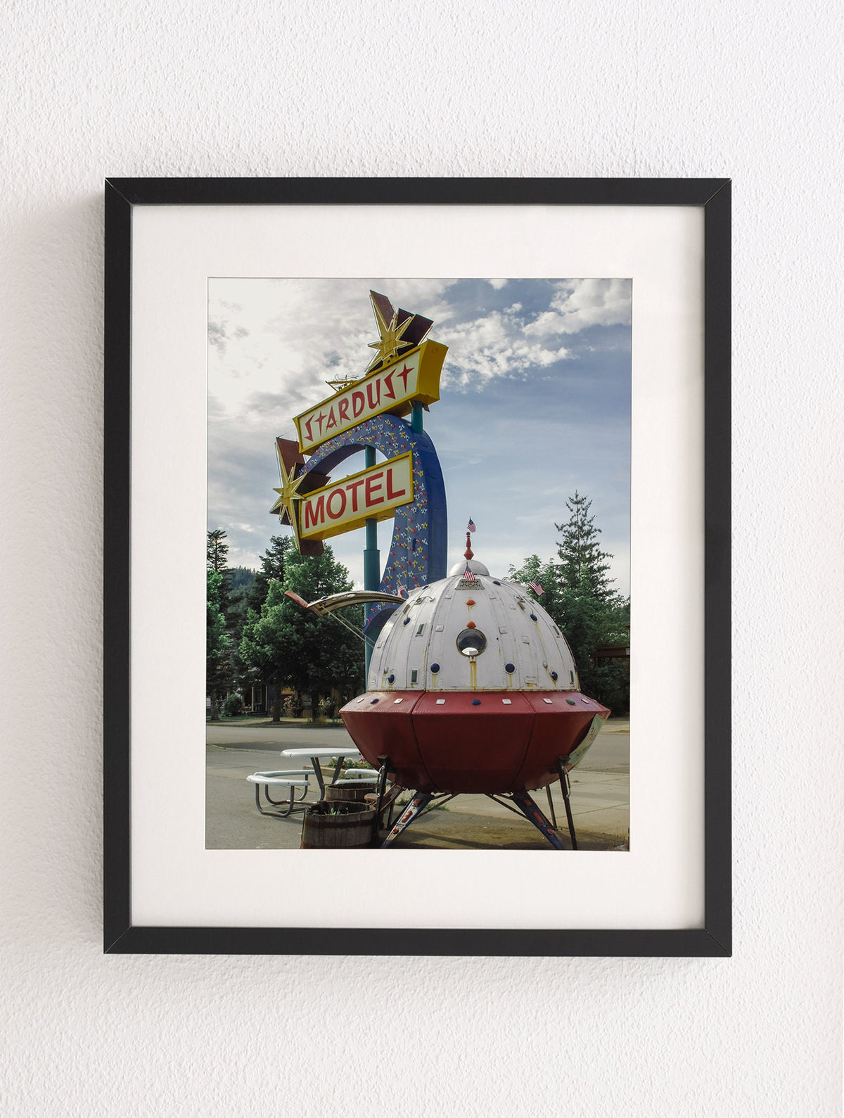 Stardust Motel Art Print, Retro Spaceship, Wallace Idaho