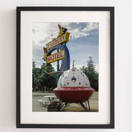 Stardust Motel Art Print, Retro Spaceship, Wallace Idaho