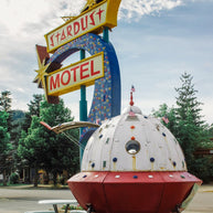 Stardust Motel Art Print, Retro Spaceship, Wallace Idaho