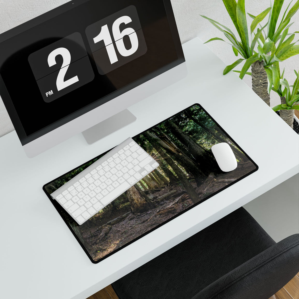 Cedar Forest Sunrise Desk Mat — Large Scenic Mouse Pad for Office & Gaming