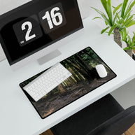 Cedar Forest Sunrise Desk Mat — Large Scenic Mouse Pad for Office & Gaming