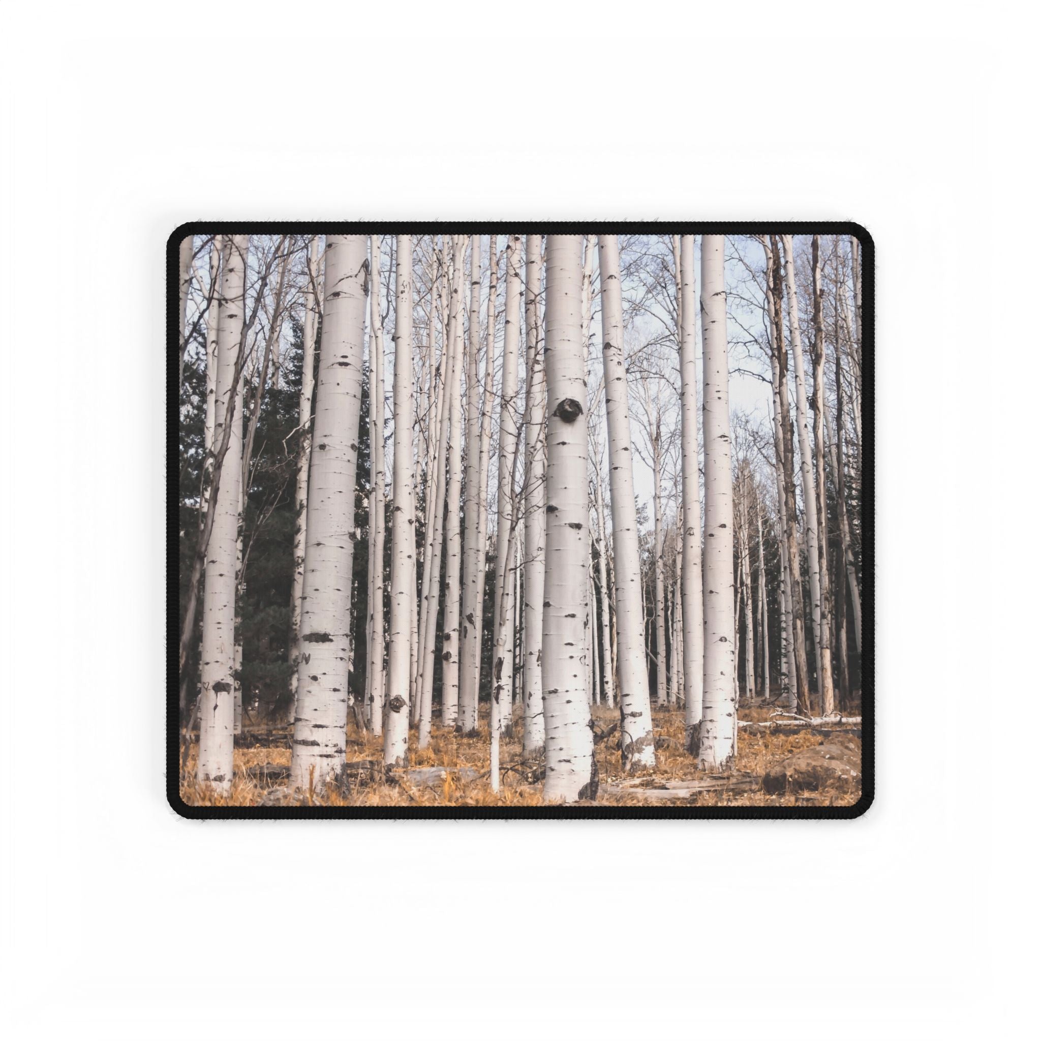 Birch Forest Desk Mat — Rustic Woodland Mousepad & Desk Protector