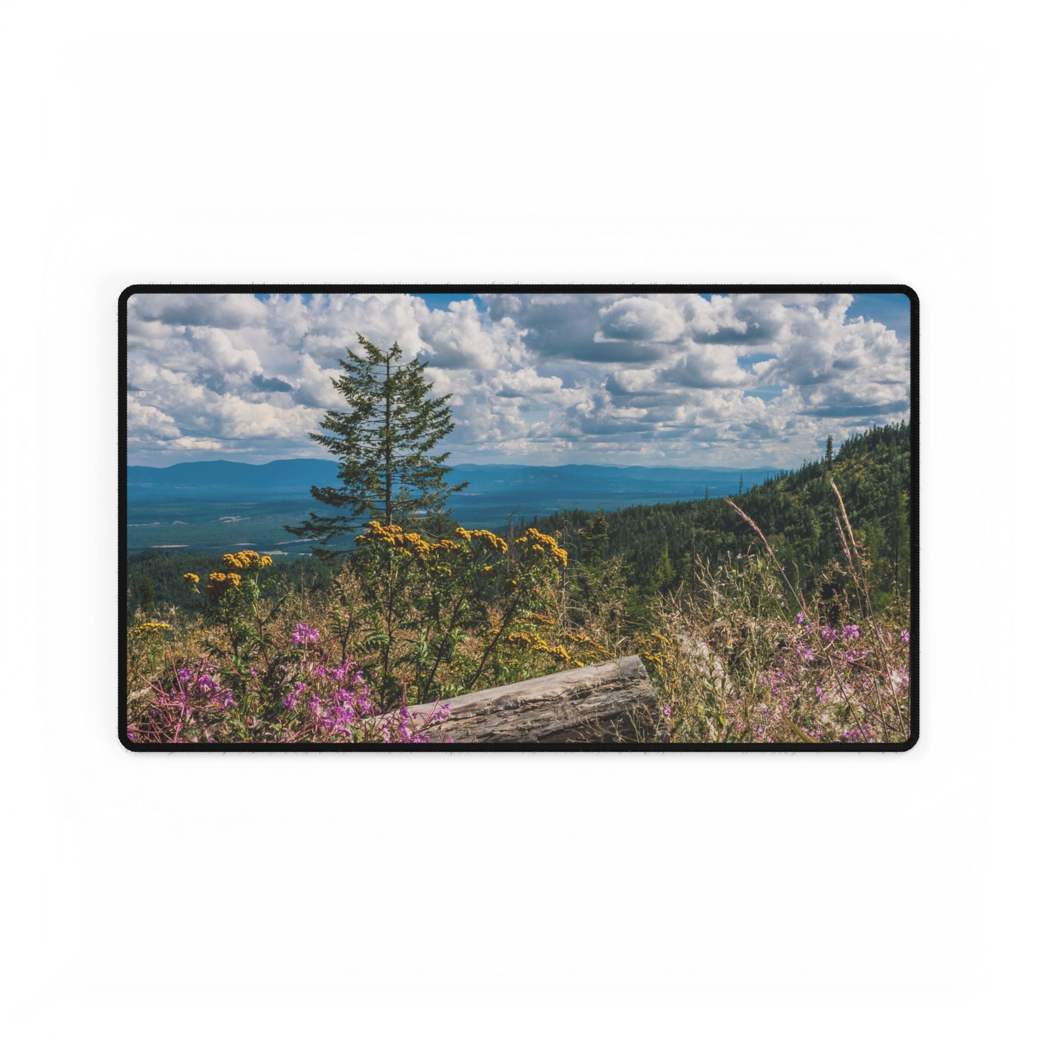 Mountaintop Wildflowers Desk Mat — Scenic Landscape Mouse Pad for Office & Home
