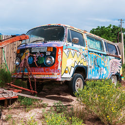VW Bus Photo Print, Colorful Hippie Van, Southwest Photography