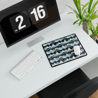 Bear in the Blue Mountain Desk Mat — Cozy Blue Scenic Desk Pad for Office & Home